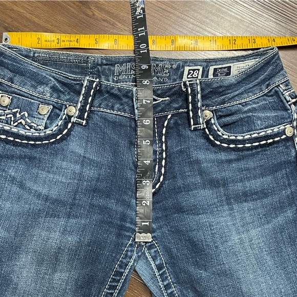 Miss Me Irene Bootcut Jeans Women's 28 Thick Stitching M Flap Pockets Dark Wash - Picture 10 of 10